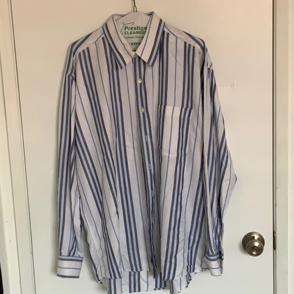 Vintage Burberry Long Sleeve Blue Striped Shirt